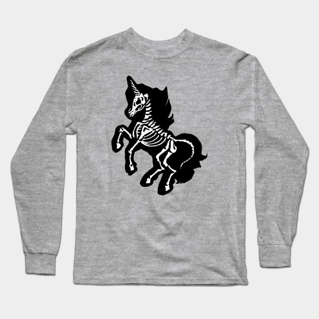 Unicorn Skeleton Long Sleeve T-Shirt by Xeire